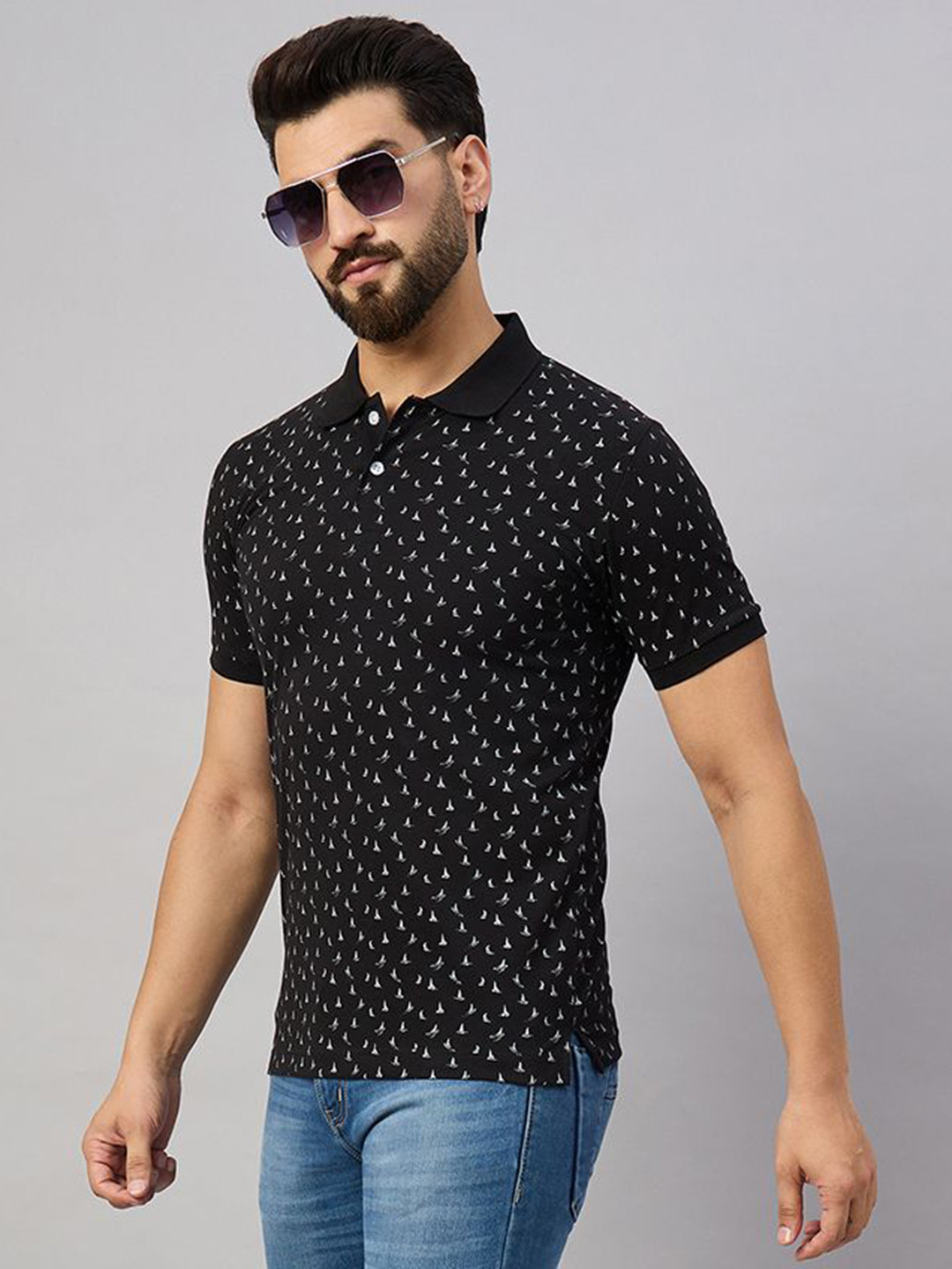 SZN Men Printed Polo Collar Pockets T-shirt