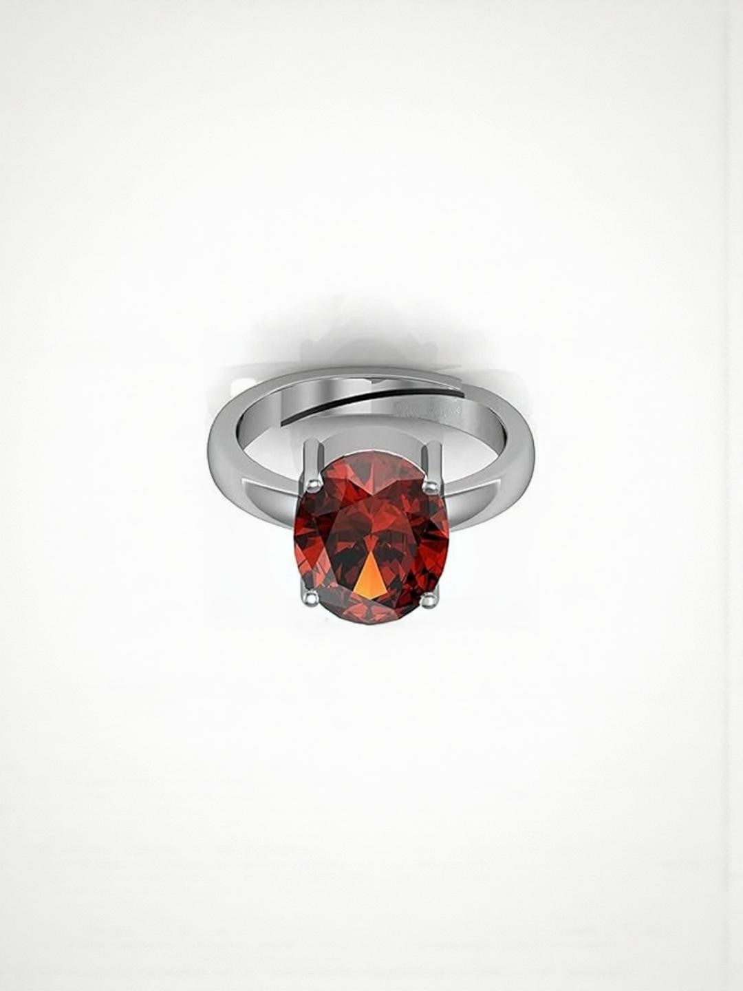 Sidharth Gems Brass Garnet Silver Plated Ring