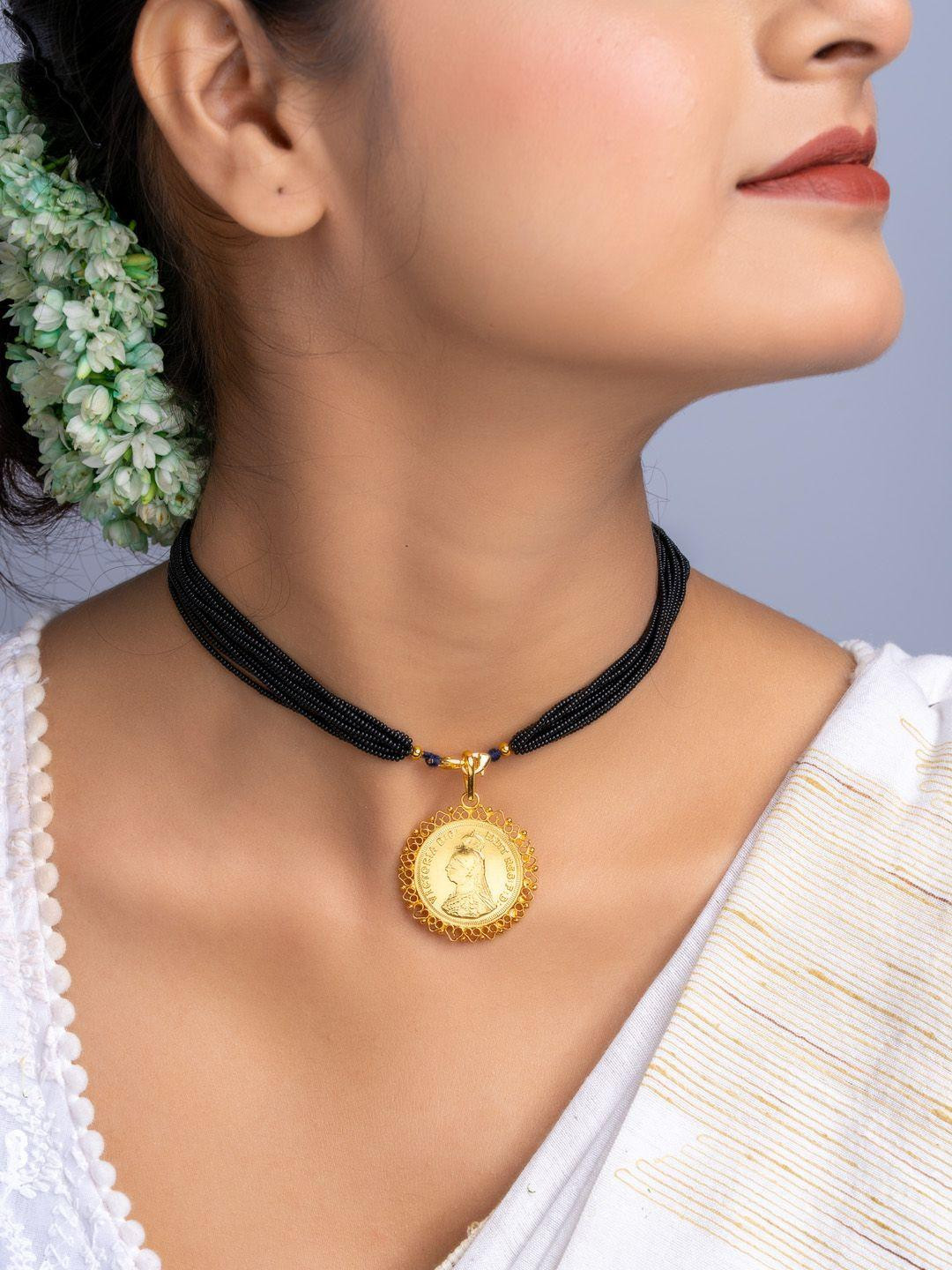 Look and Adorn Gold Plated Victorian Coin Pendant Necklace