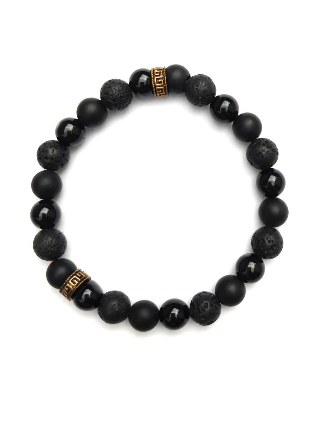Apnisanskriti Unisex Lava Black Onyx Matt Stone Bracelet