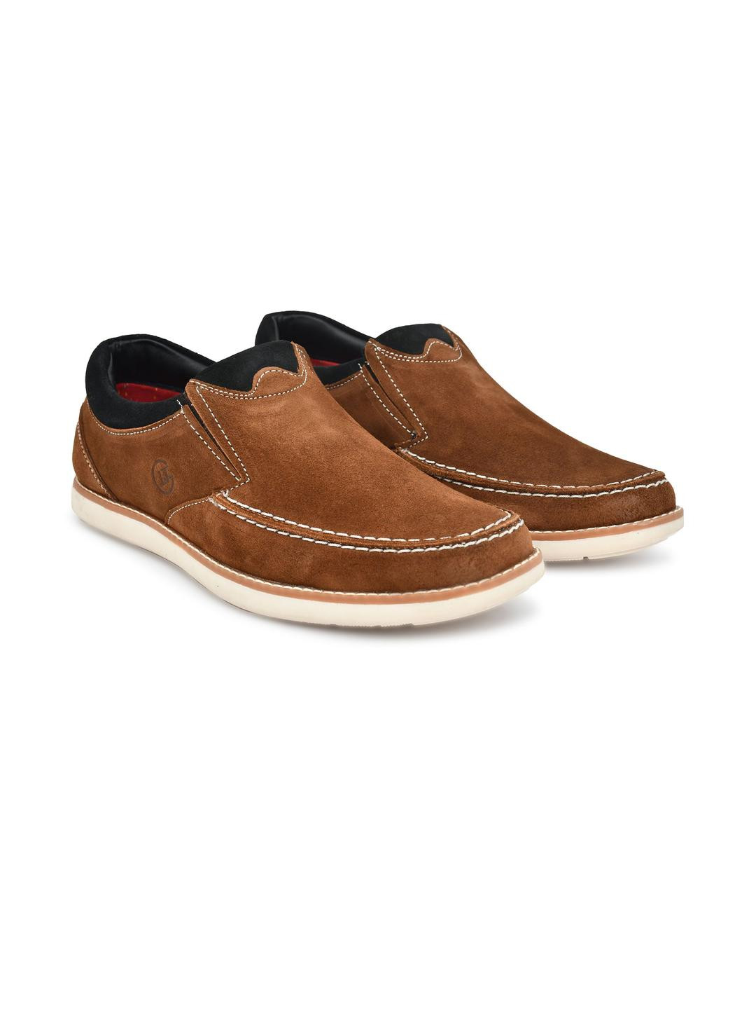 G L Trend Men Colourblocked Suede Slip-On Sneakers