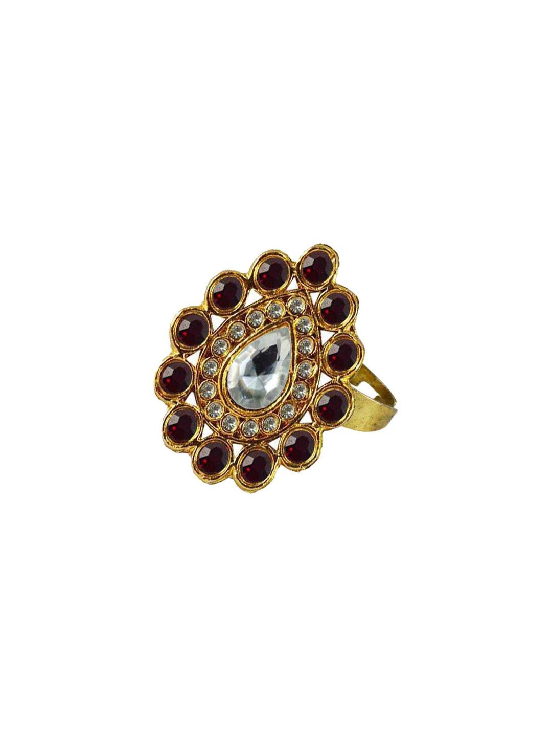 Vidhya Kangan Gold Plated Stone Studded Brass Ring