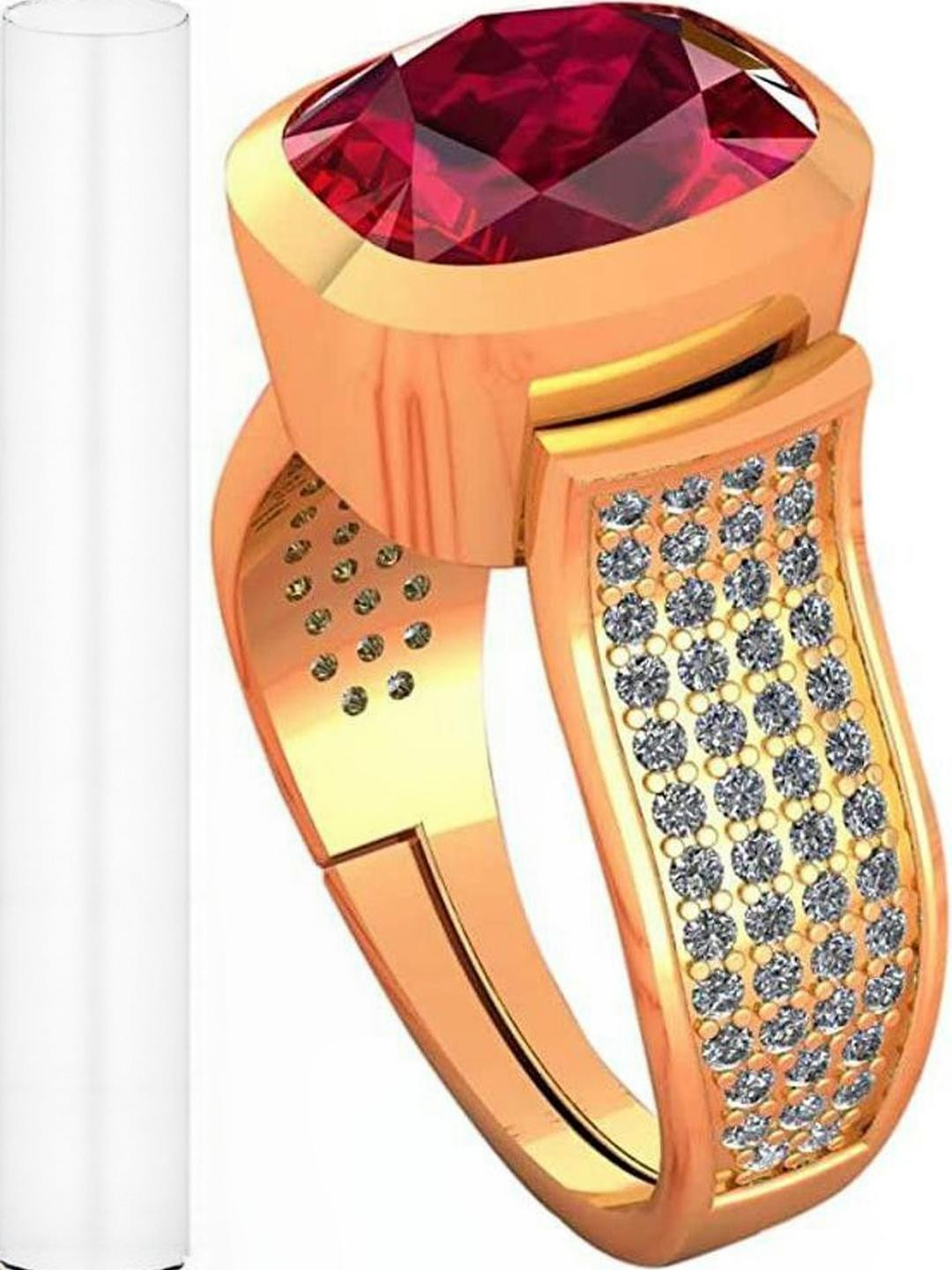 Sidharth Gems 92.5 Sterling Silver 6.25 KT 5.00 Carat Ruby Gold Plated Ring