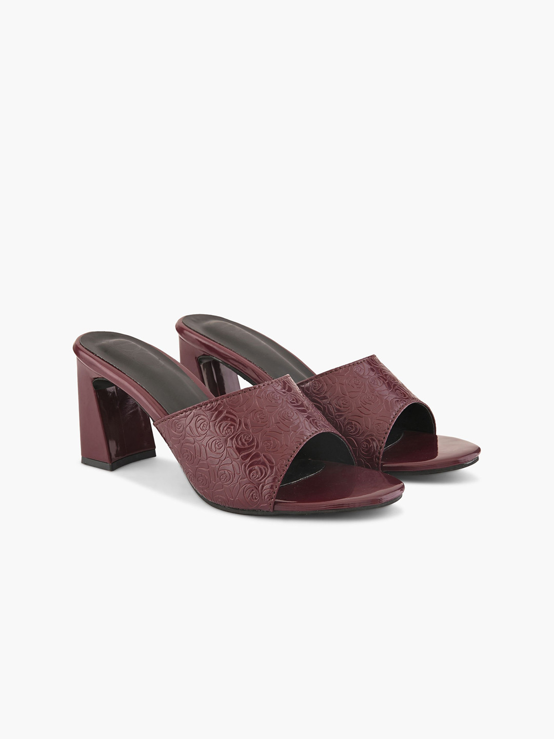 Elevato Basics Women Embossed Block Heels Sandals