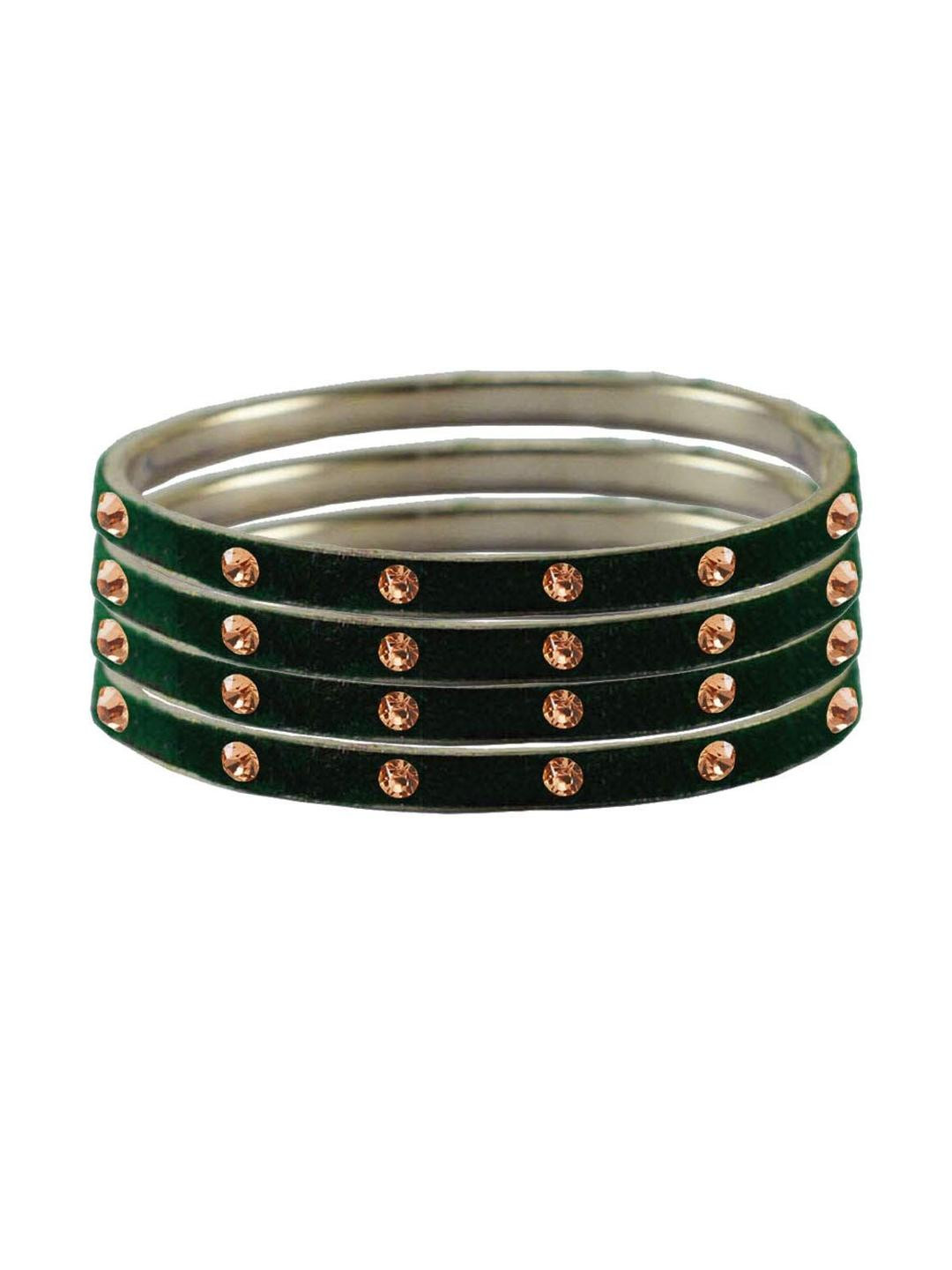 Vidhya Kangan Green Stone Stud Brass Bangle with Extra Large Size