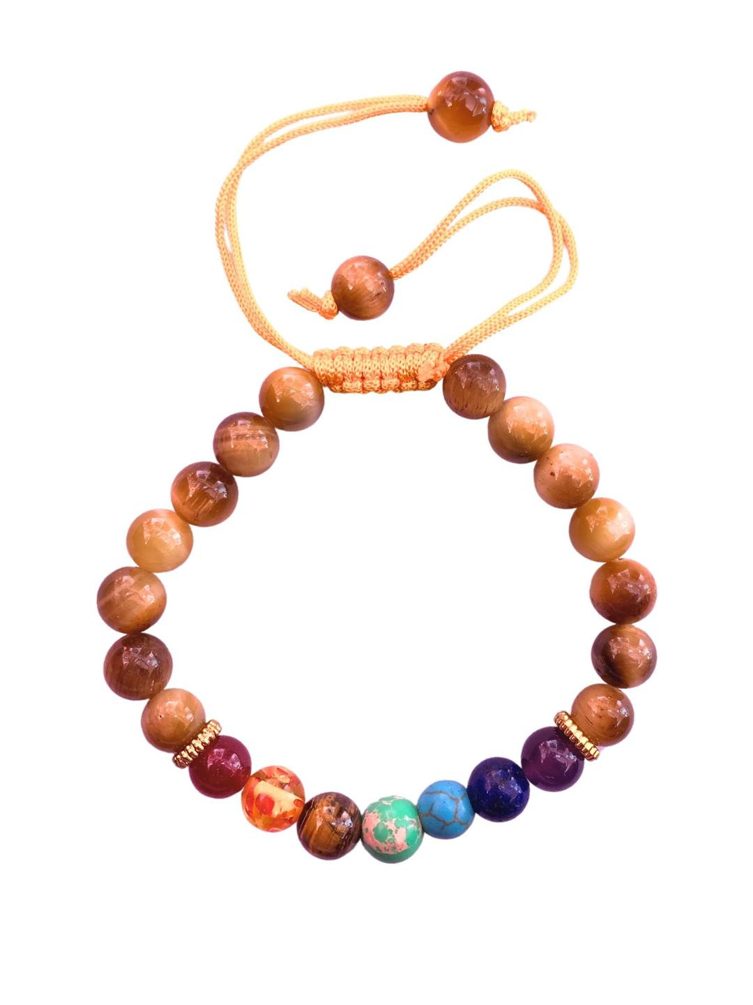 Apnisanskriti Unisex 7 Chakra Cat's Eye Stone Bracelet