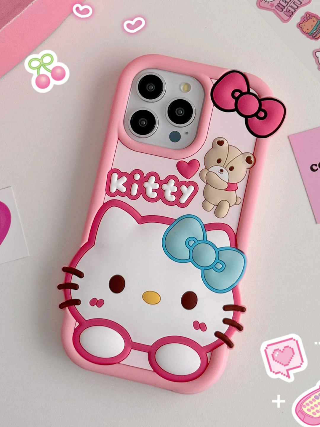 CASE CREATION Women 3D Cartoon Hello Kitty iPhone 14 Plus Back Case
