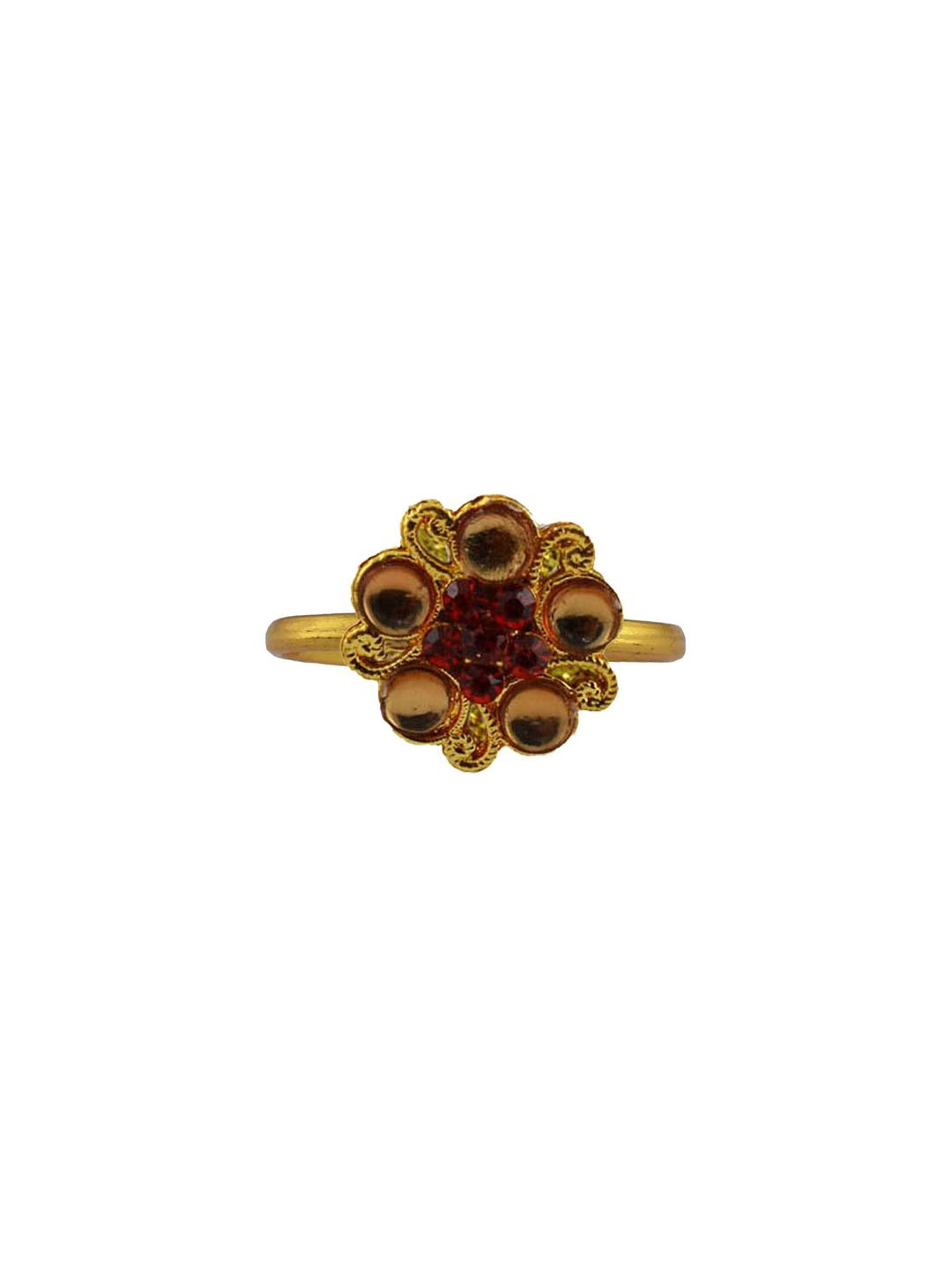 Vidhya Kangan Gold Plated Stone Studded Brass Ring