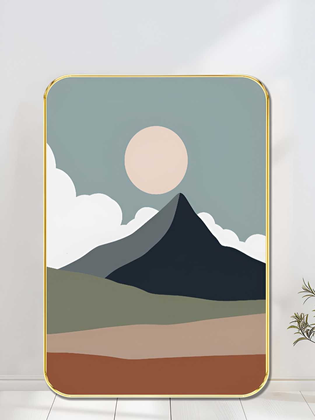 SAF Abstract Mountain Wood Wall Rectangle Paintings Wall Art - 24 x 18 In