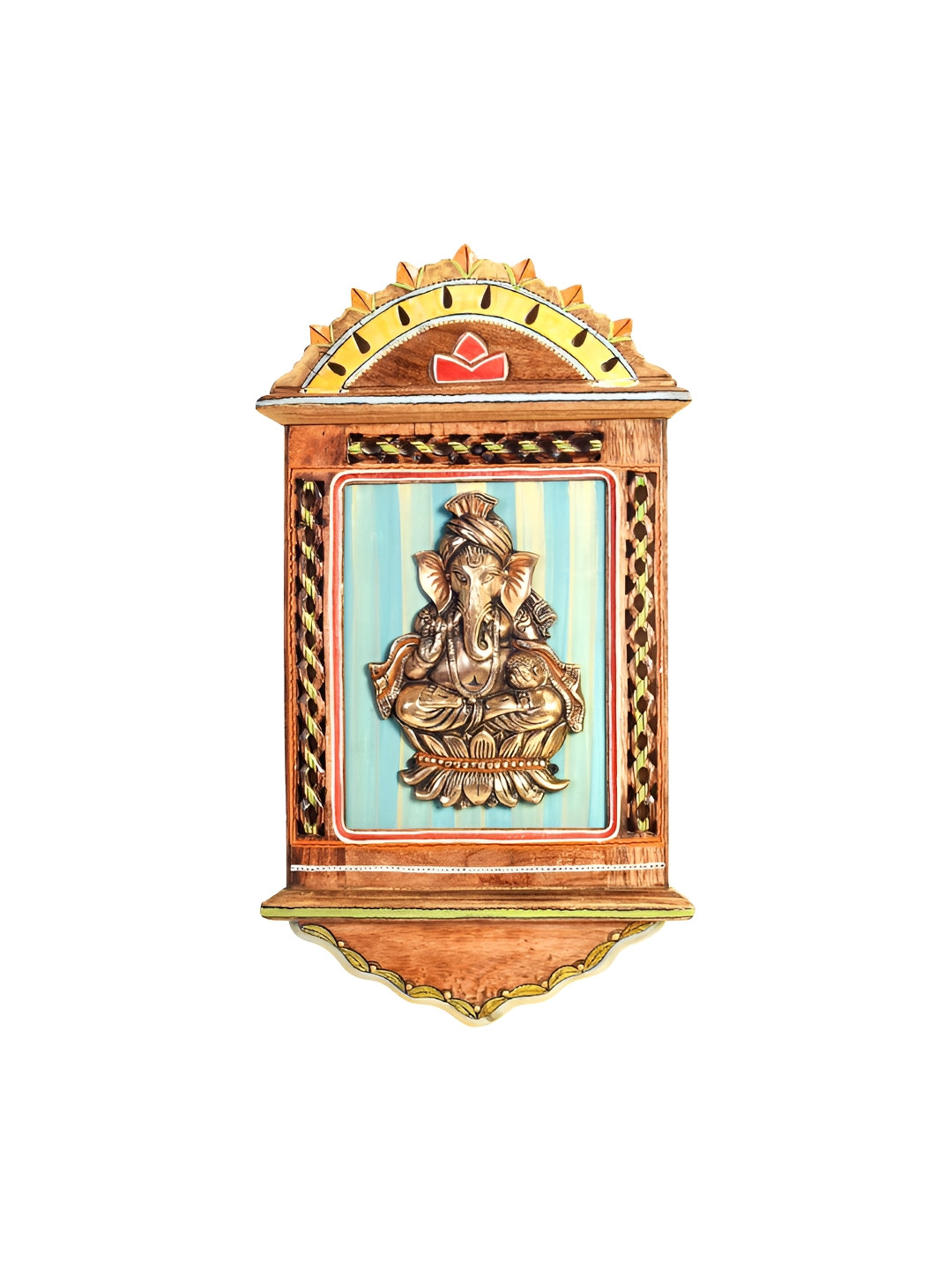 AAKRITI ART CREATIONS divine Ganesha Majestically Wood Matte Spiritual Wall Decor-22In