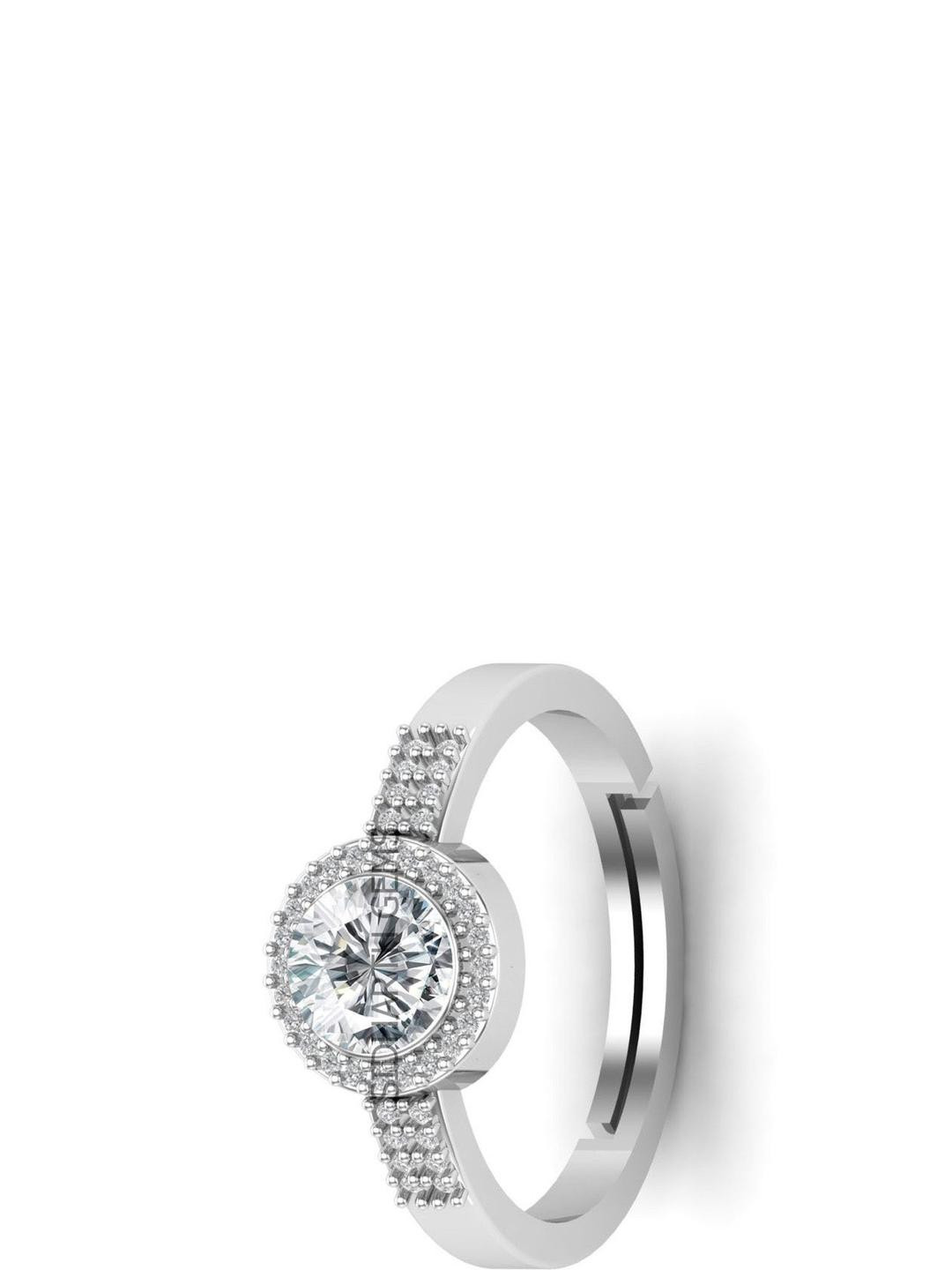 Sidharth Gems Jemskart 13.25 Ratti 12.25 KT White Cubic Zircon Gemstone Ring