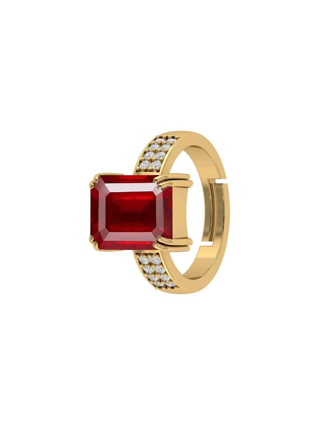 Sidharth Gems 9.25 Ratti Ruby Stone Manik Ring Adjustable Panchdhatu Ring Brass Ruby Gold Plate