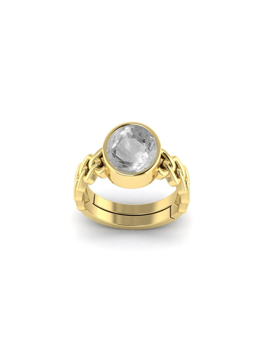 Todani Jems Unisex White Sapphire Pukhraj 9.25 Ratti Adjustable Gemstone Ring