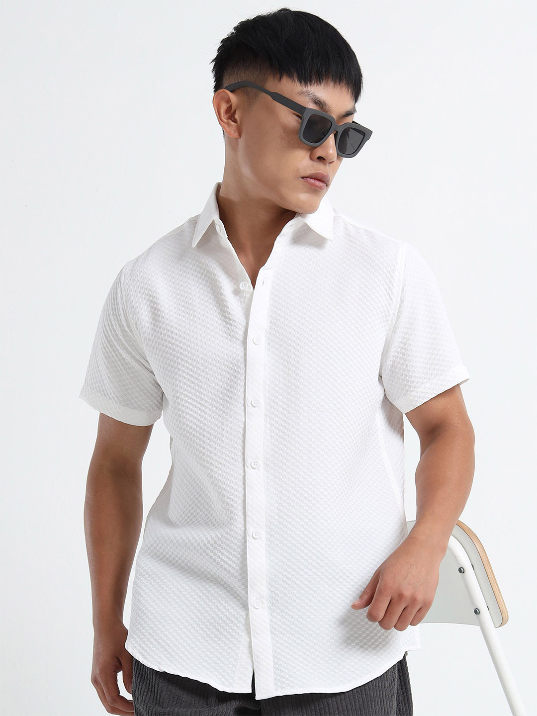 THE BEETEL HOUSE Men Textured Casual Shirt