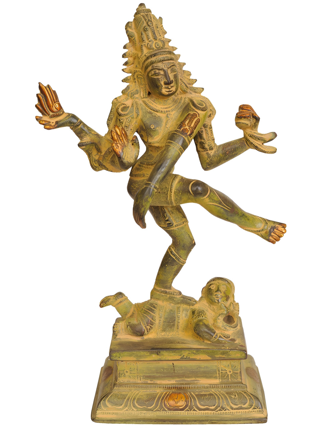 Exotic India Yellow & Beige Dancing Shiva Religious Idol Showpiece