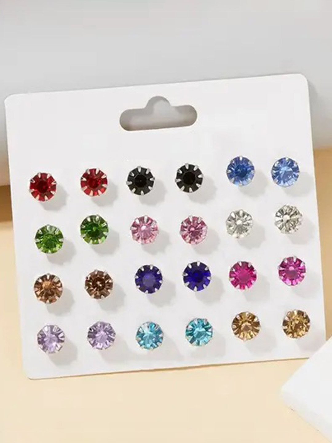 Honbon Set Of 12 Pearls Beaded Circular Shape Studs