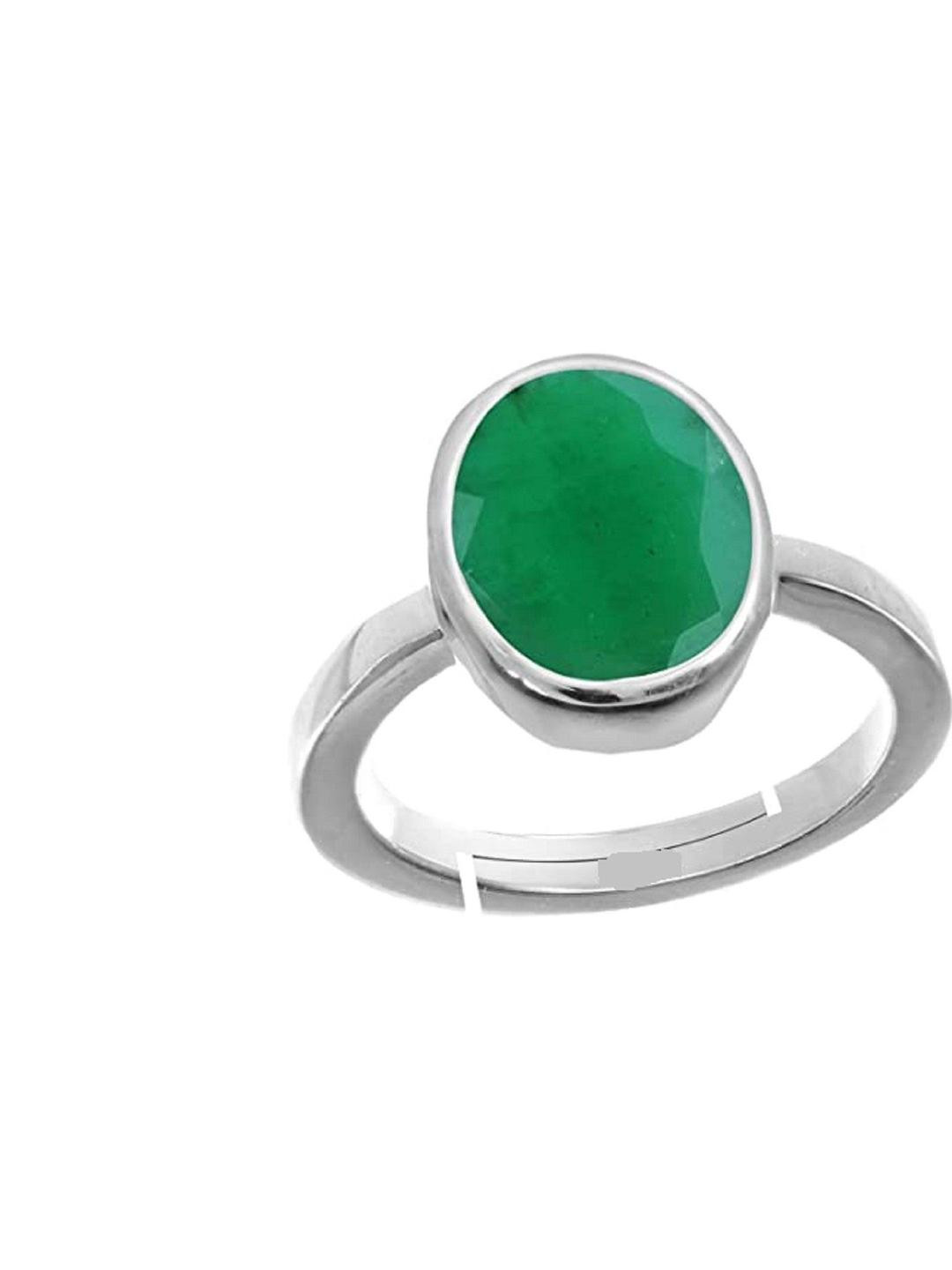 Sidharth Gems 11.25 Ratti 10.00 KT Brazilian Emerald Panna Brass Finger Ring