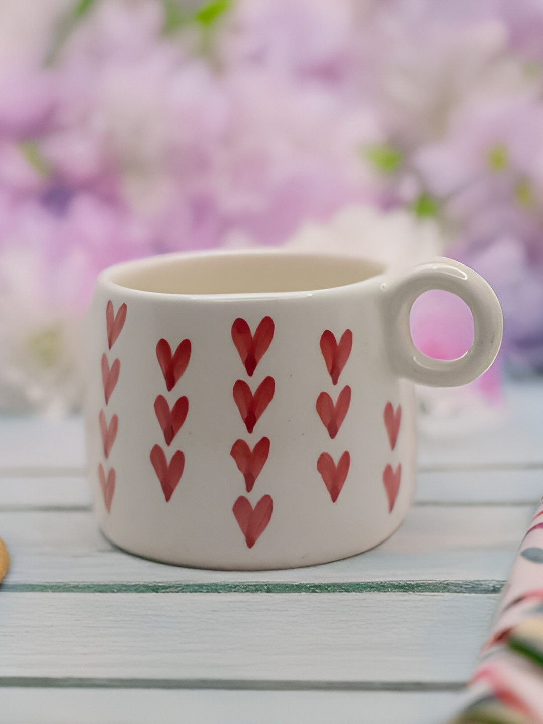 Rare Planet Red Hearts Ceramic Mug