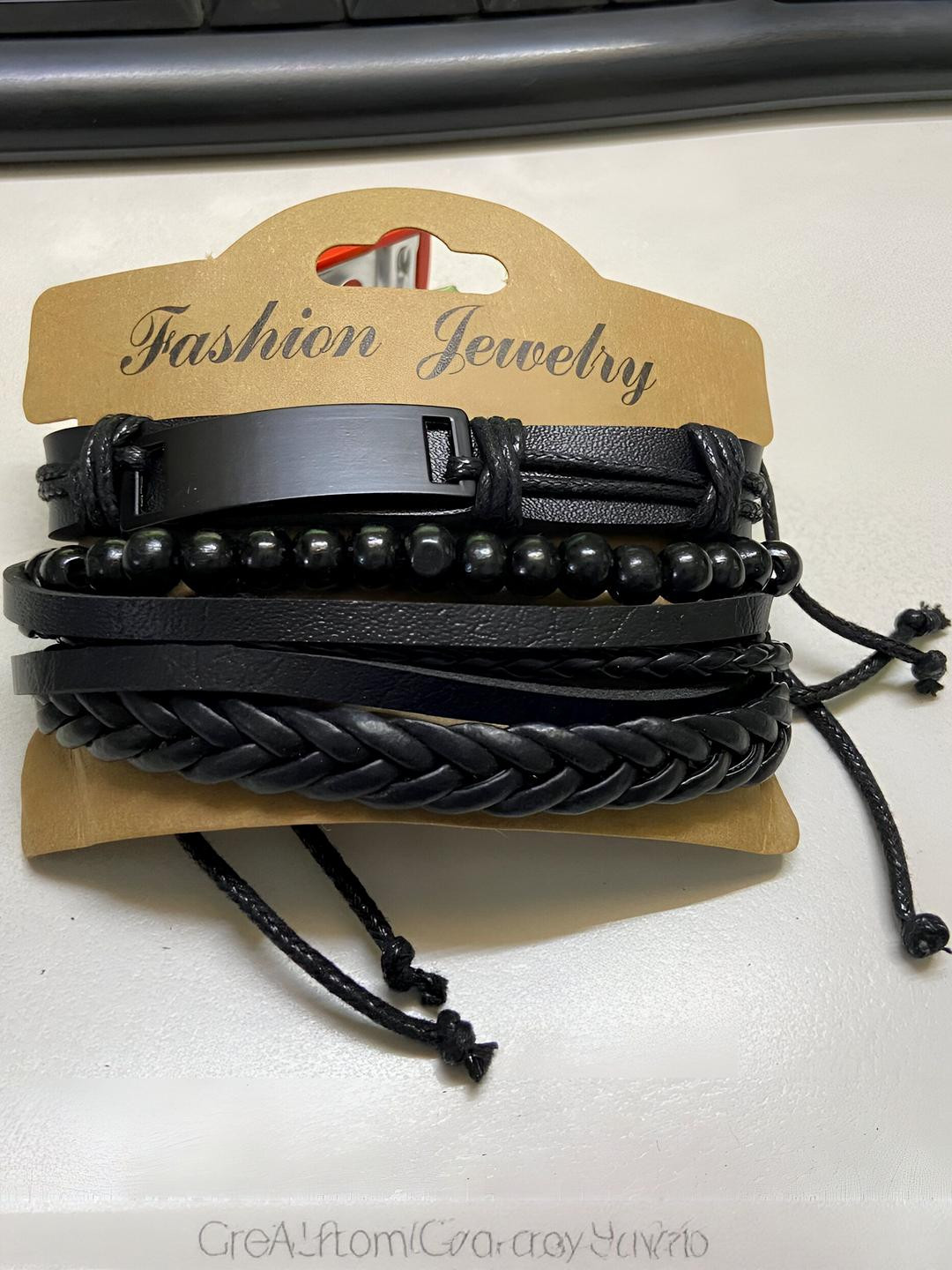 Fashion Frill Bracelet For Men Black Leather Bracelet Jewellery Gift For him