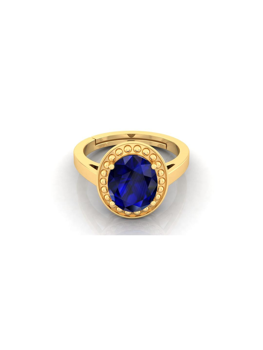 Pranjal Gems Unisex 12.25 Gold Ratti Neelam Blue Sapphire Gemstone Finger Ring
