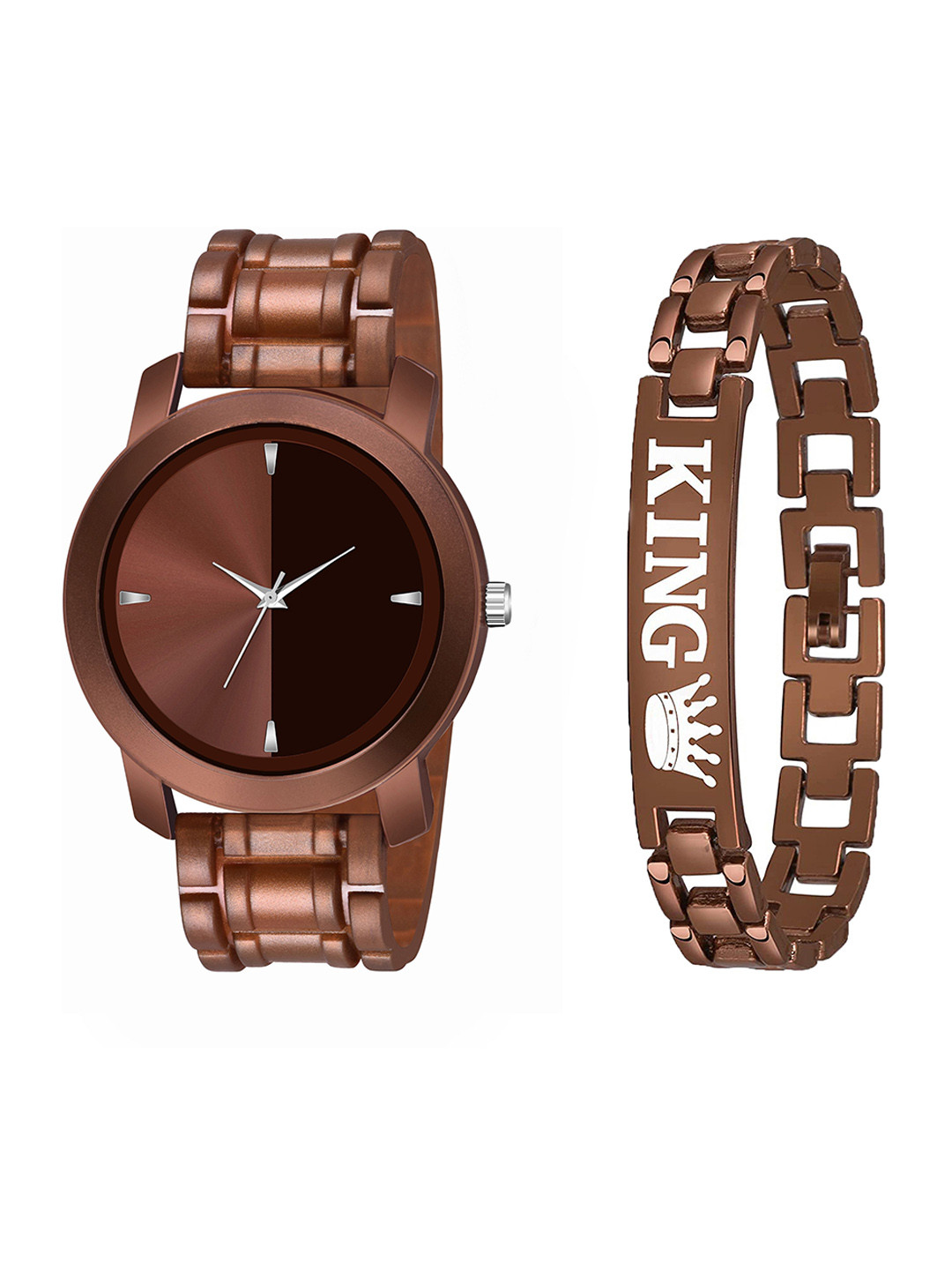 CSAMON Men Bracelet Style Analogue Watch Gift Set PendoBRO M3 D 801BRO K Bracelet_SH