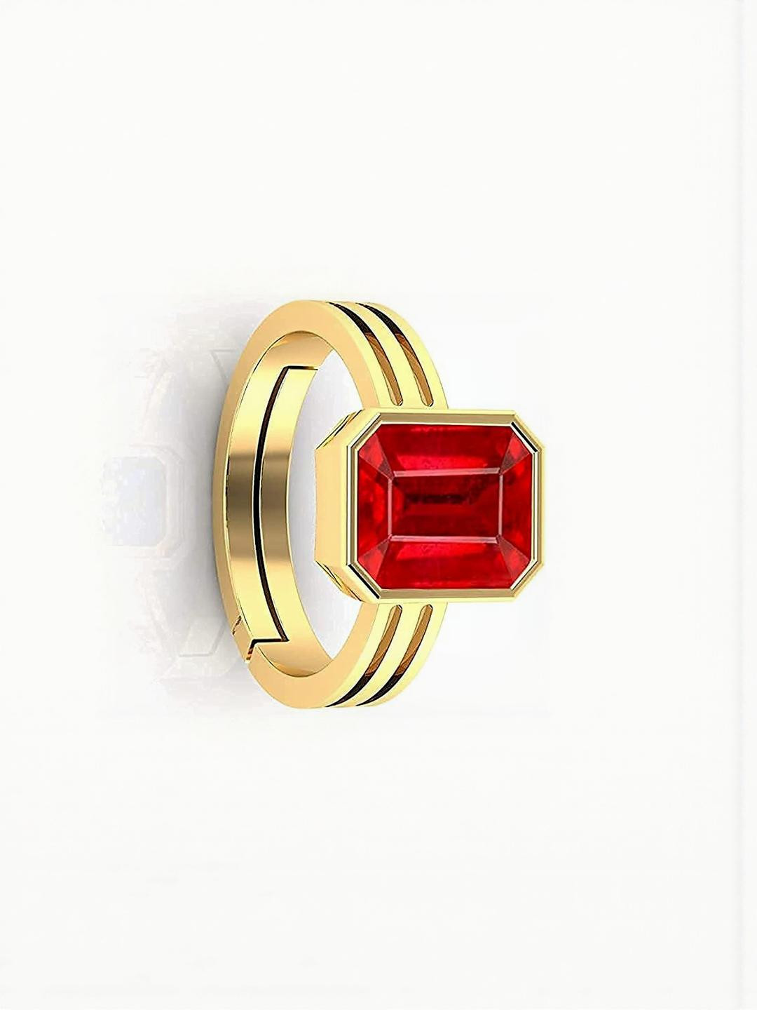 Sidharth Gems 11.25 Ratti 10.50 Burma Ruby Manik GemStone Gold Plated Finger Ring