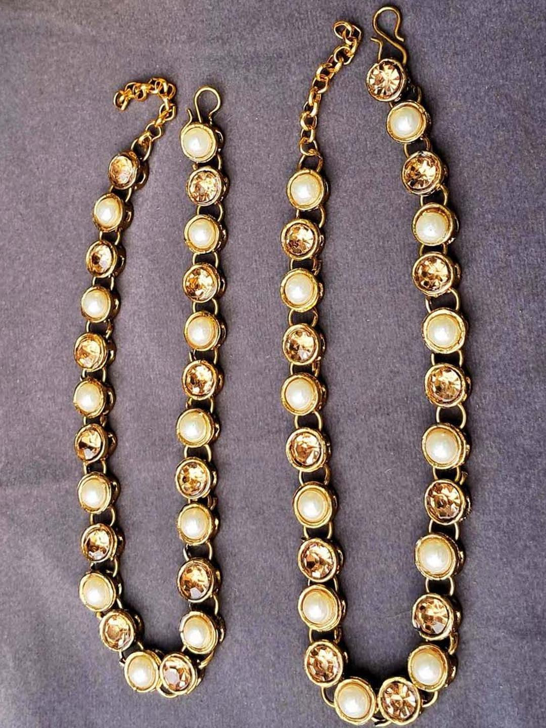 Vidhya Kangan Pack Of 2 Multi Stone Stud Brass Anklet