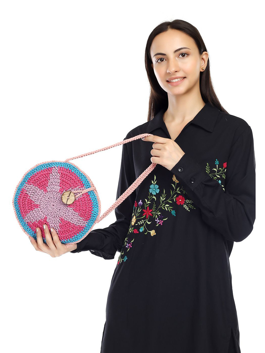 ITIHASIKALA Women Cotton Starfish Crochet Shoulder Bag