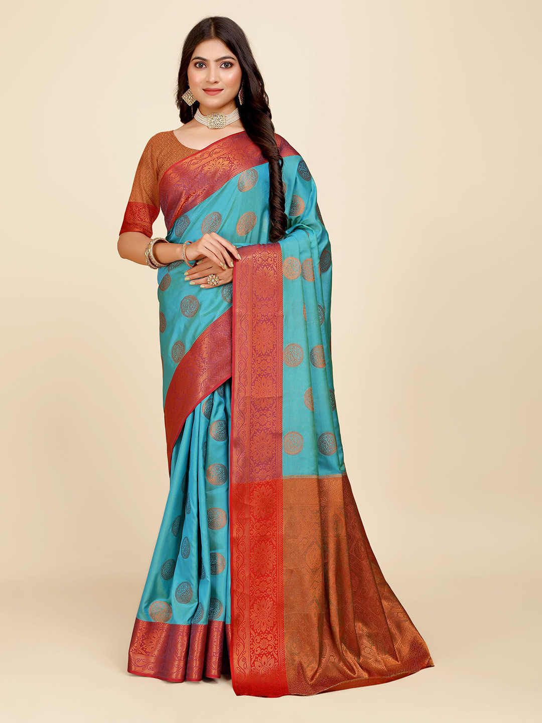 Indian Fashionista Women Ethnic Motifs Zari Organza Banarasi Saree With Contrast Border
