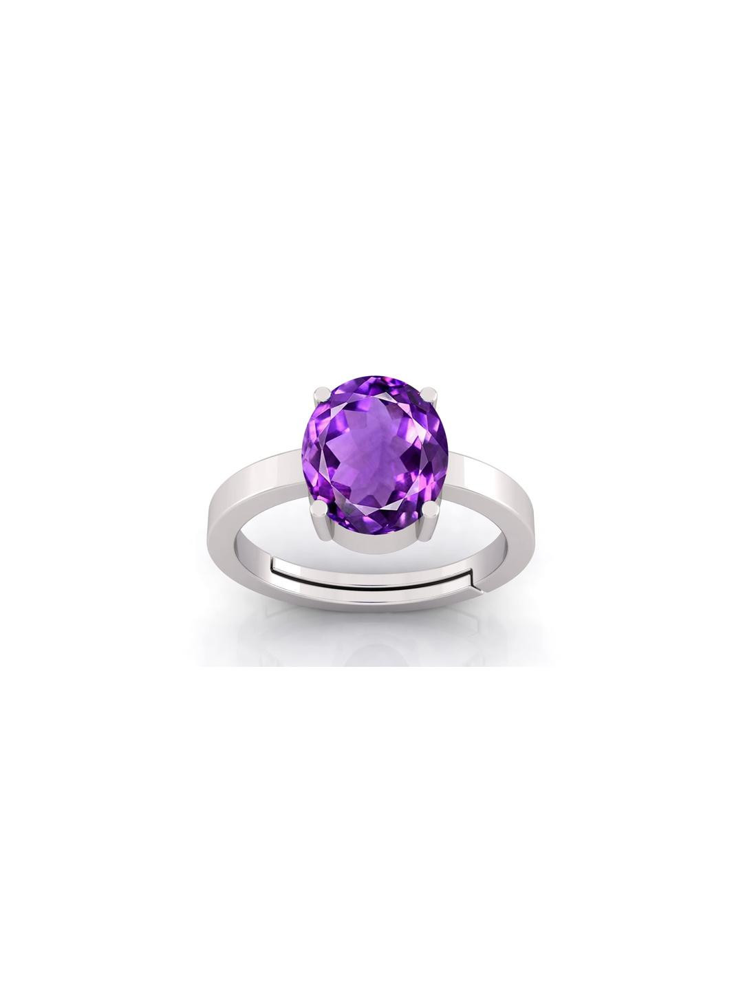 Pranjal Gems Unisex 7.25 Ratti Silver 6.60 Amethyst Ring Katela Finger Ring