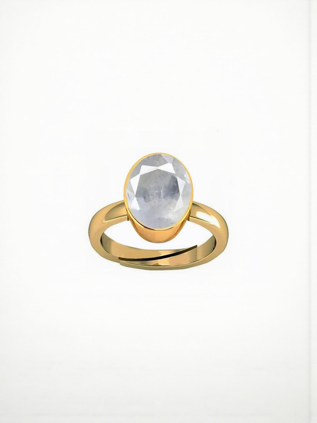 Sidharth Gems 7.25 Ratti White Sapphire Ribg Pukhraj Gold Plated Ring