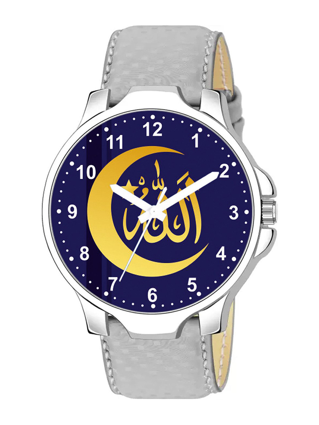 CSAMON Men Printed Leather Straps Analogue Watch 3KANSLV Islamic BLUNUM01 GREY L_SH