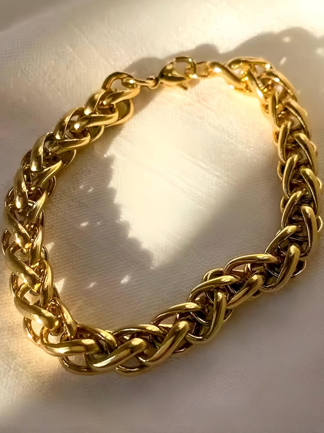 Fashion Frill Gold Bracelet For Men Criss Cross Jewellery For Men Gift For Him