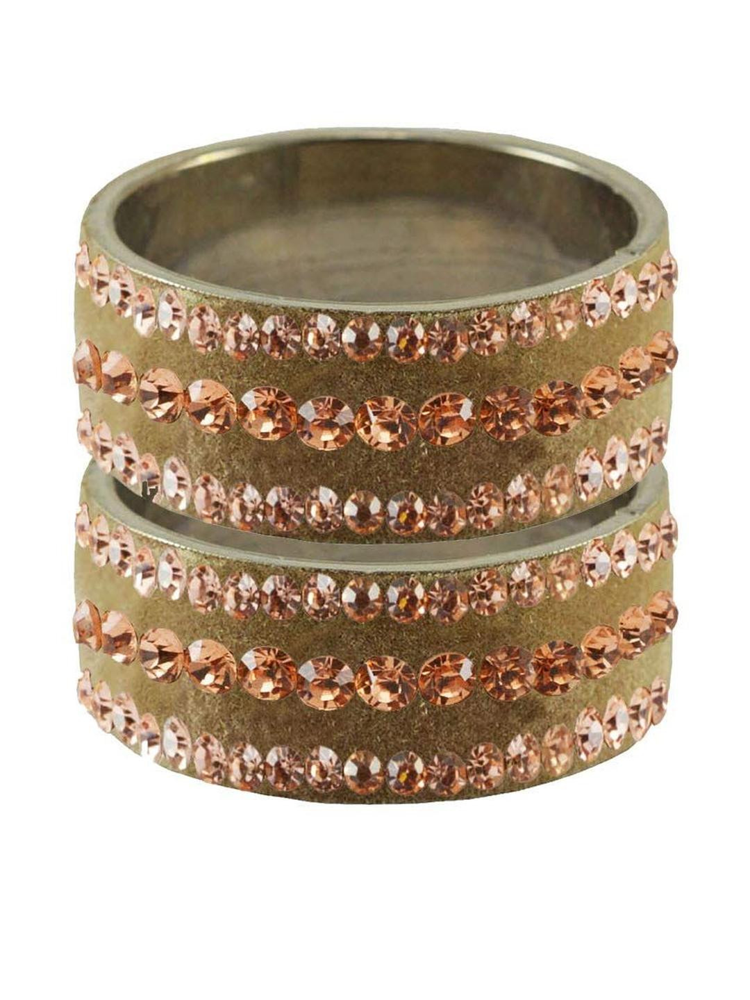 Vidhya Kangan Light Brown Stone Stud Brass Bangle