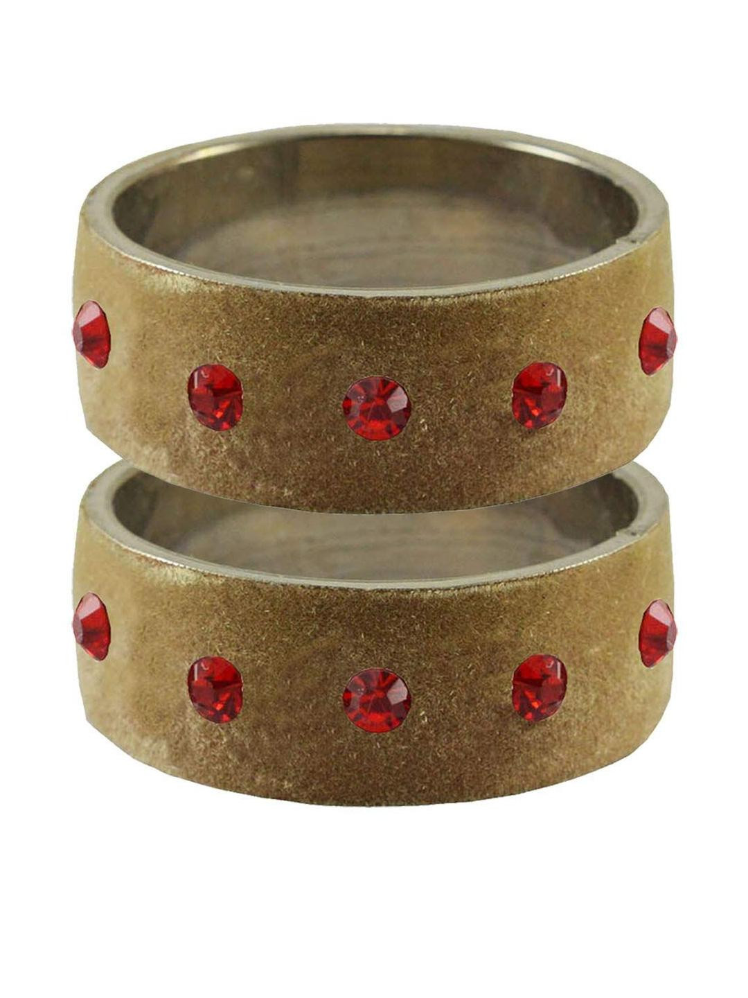 Vidhya Kangan Dark Cream Stone Stud Brass Bangle