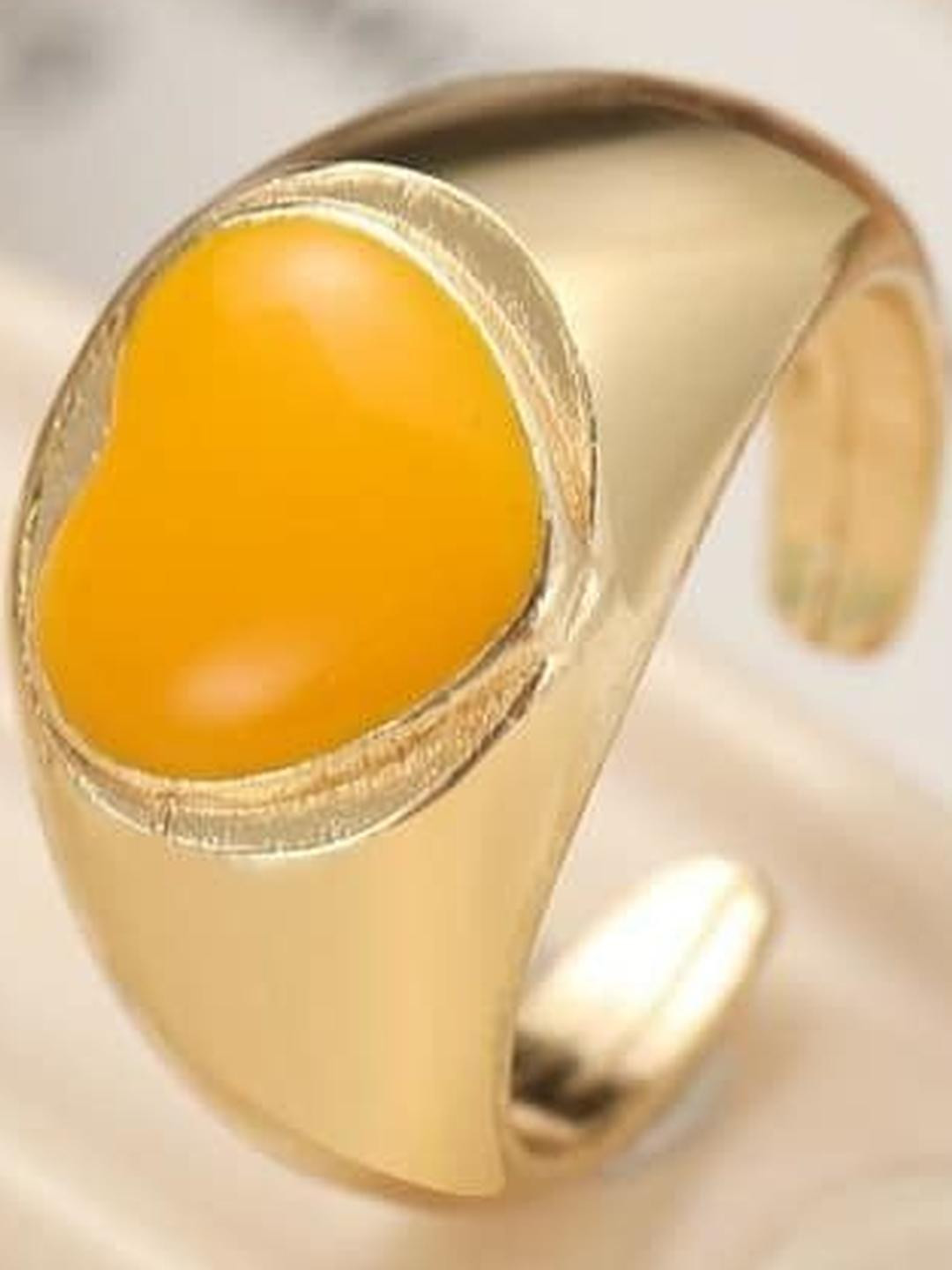 Arzonai Women Golden Chunky Heart Metal Rings