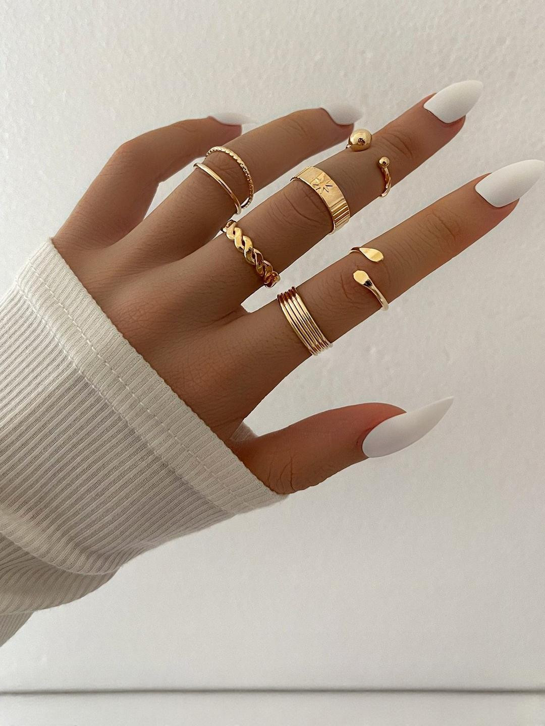 Arzonai Set of 6 Metal Rings