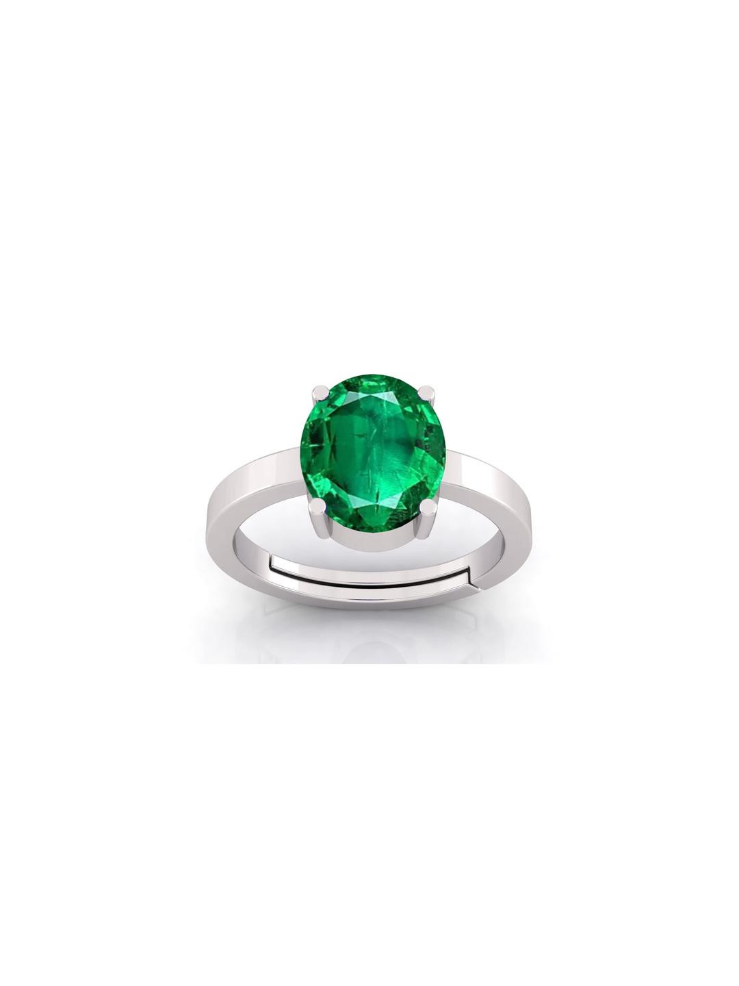 Pranjal Gems Unisex 12.25 Ratti 11.62 K Emerald Panna Stone Studded Adjustable Finger Ring