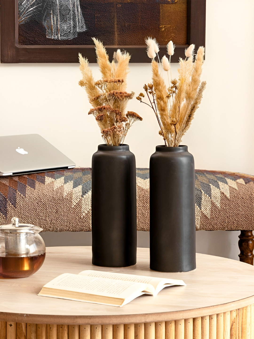 Claymistry 2Pcs Black Ceramic Tall Vases