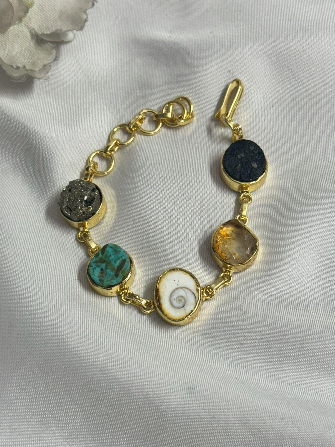 Ore Healing Crystals Unisex Brass Bracelet