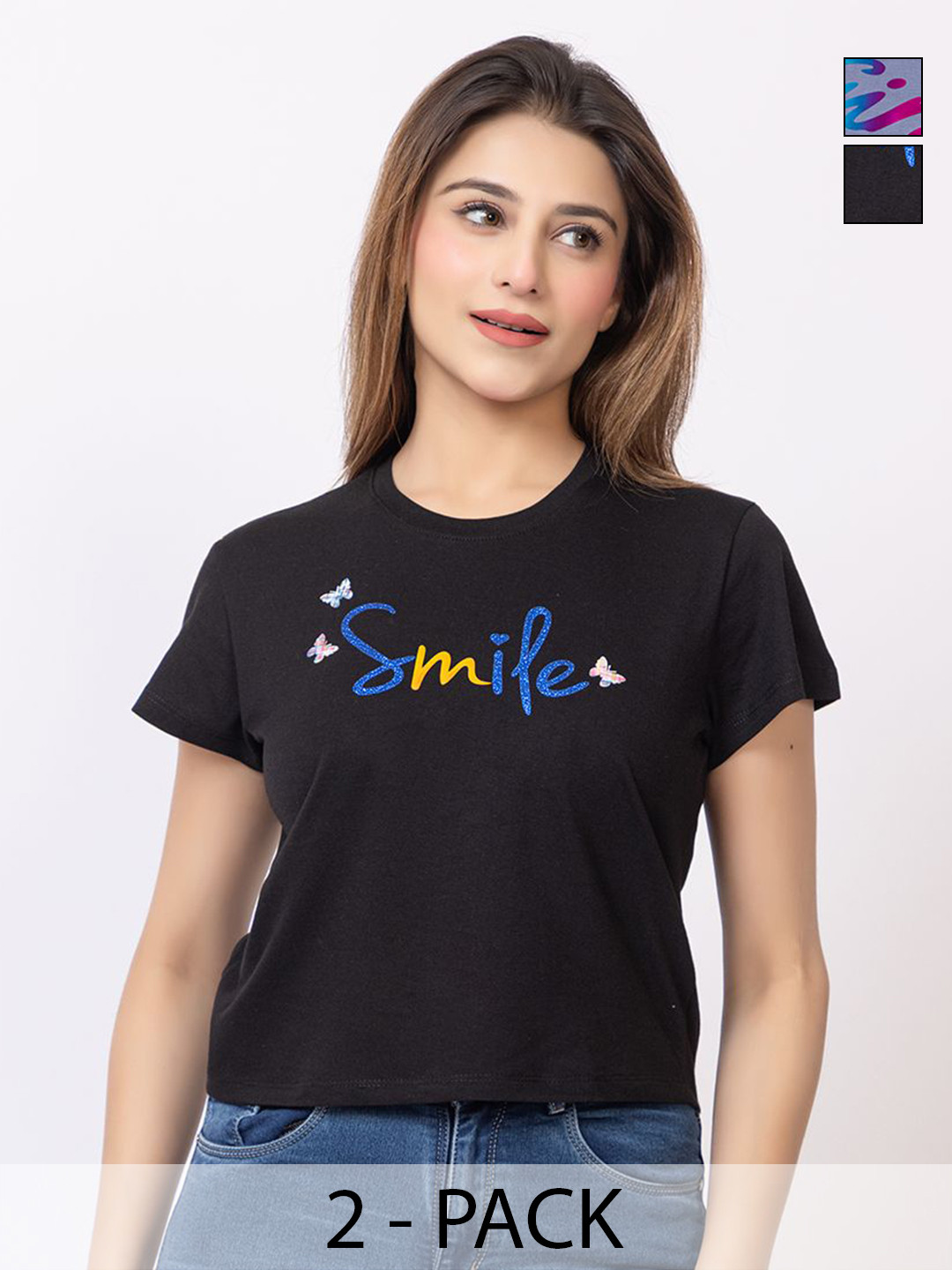 GEE 5 Women Pack Of 2 Printed T-shirt