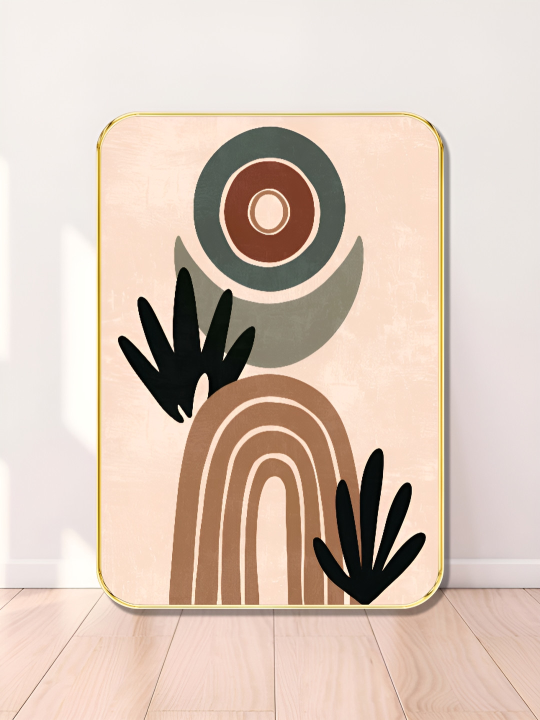 SAF Pink & Grey Modern Abstract Geometric Wooden Wall Art