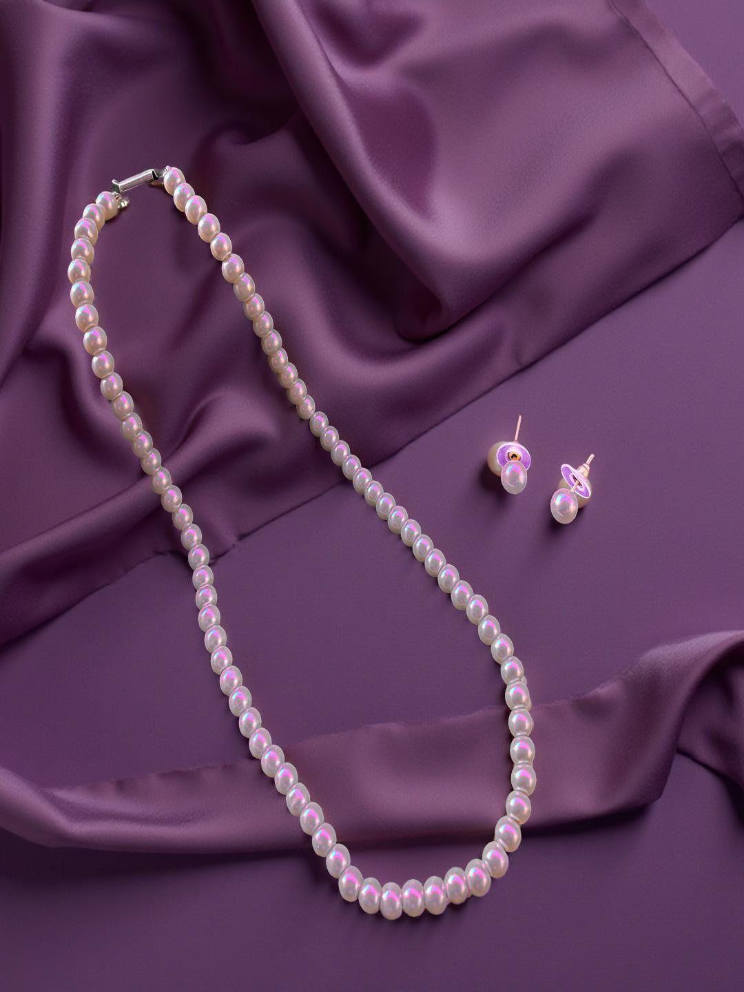 KASHVI PEARLS AND JEWELLERS Brass Silver-Plated Jewellery Set