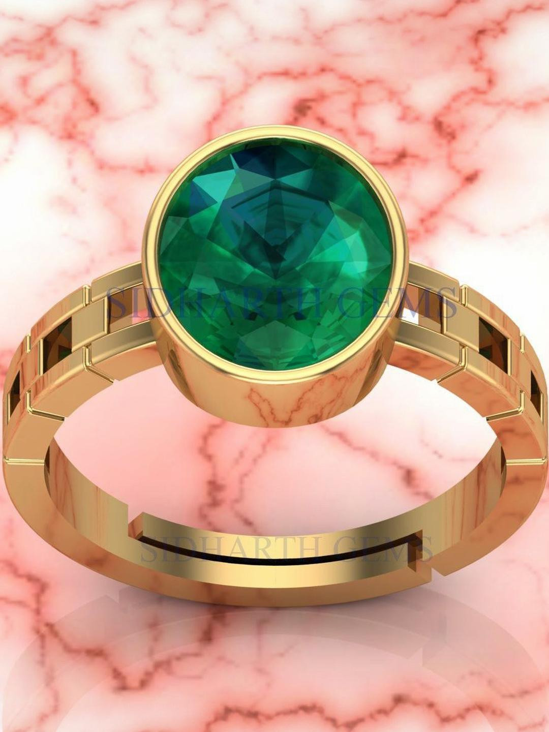 Sidharth Gems 8.25 Ratti 7.25 KT Emerald Gold Plating Ring