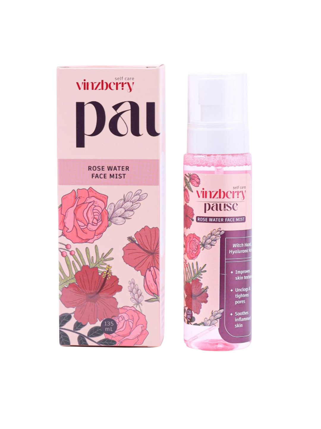 VINZBERRY Lightweight & Non-Sticky Rose Water Face Mist - 135 ml
