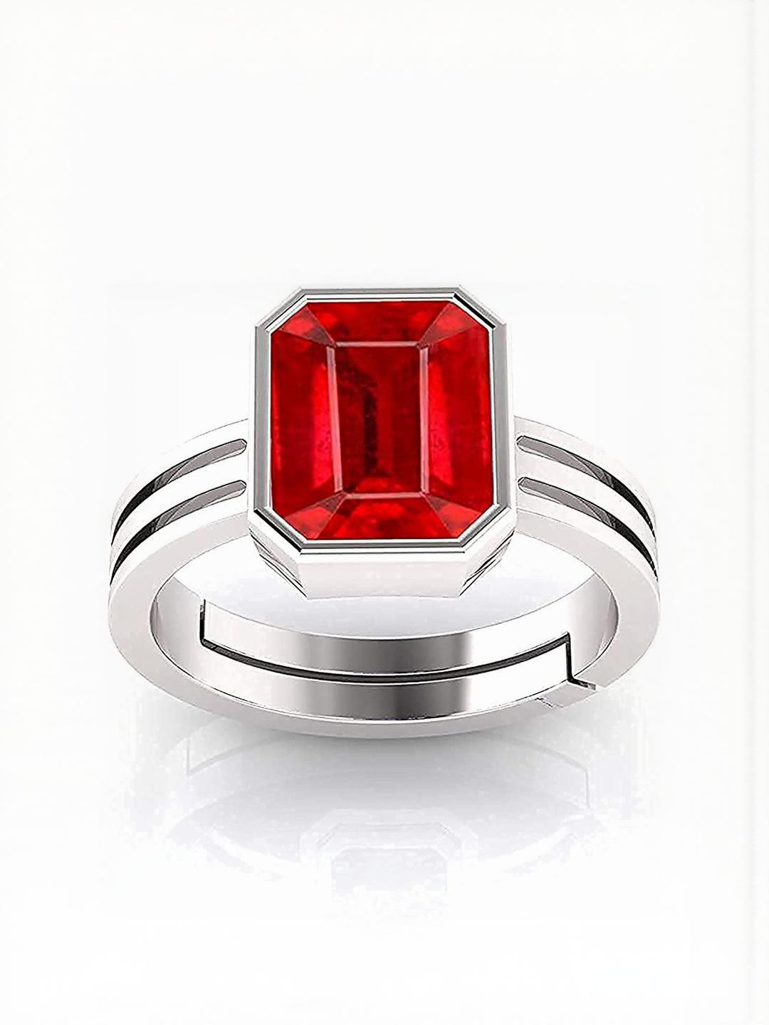 Sidharth Gems 6.25 Carats 7.25 Ratti 92.5 Sterling Silver Ruby Ring