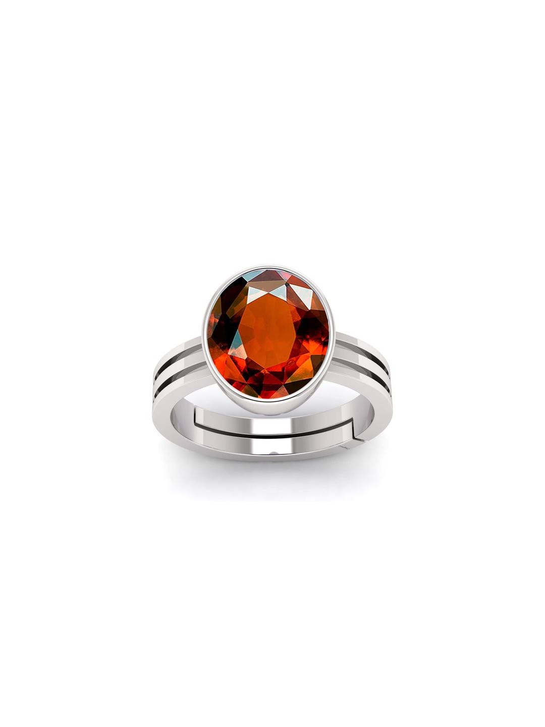 Pranjal Gems Unisex 8.25 Ratti Gomed Hessonite Studded Adustable Finger Ring