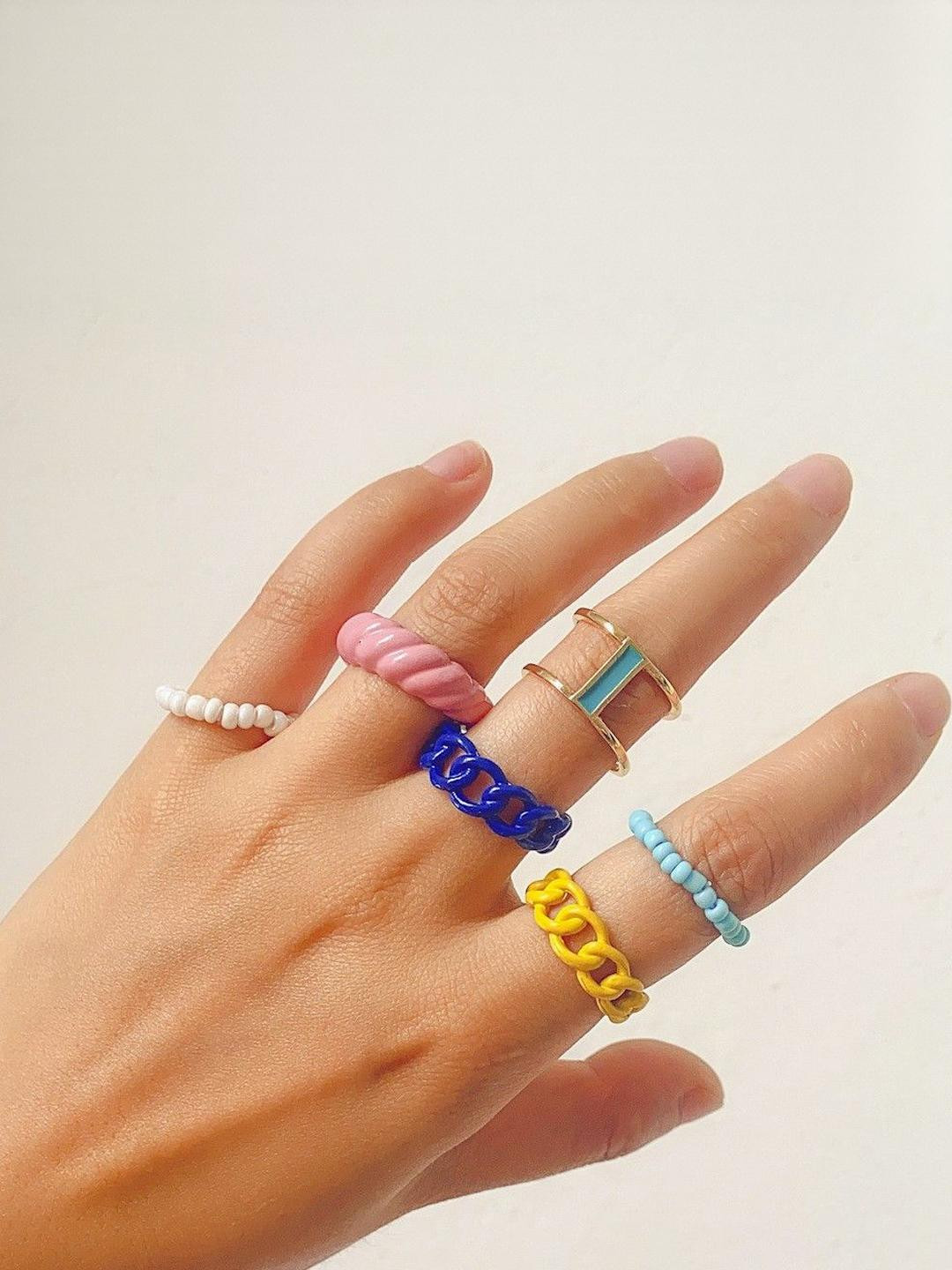 Arzonai Set of 6 Metal Rings