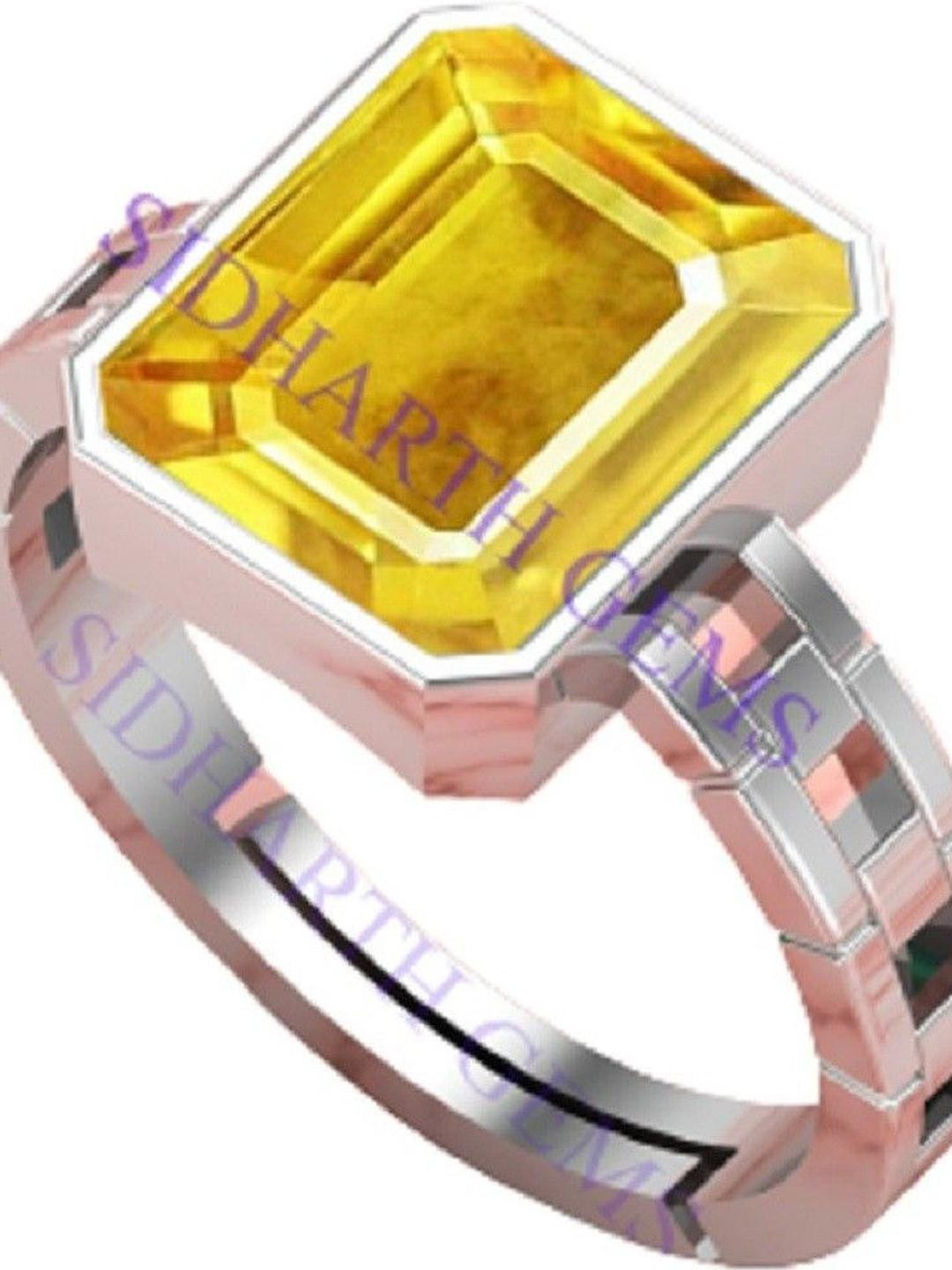 Sidharth Gems 9.75 KT Yellow Sapphire Silver Plated Ring