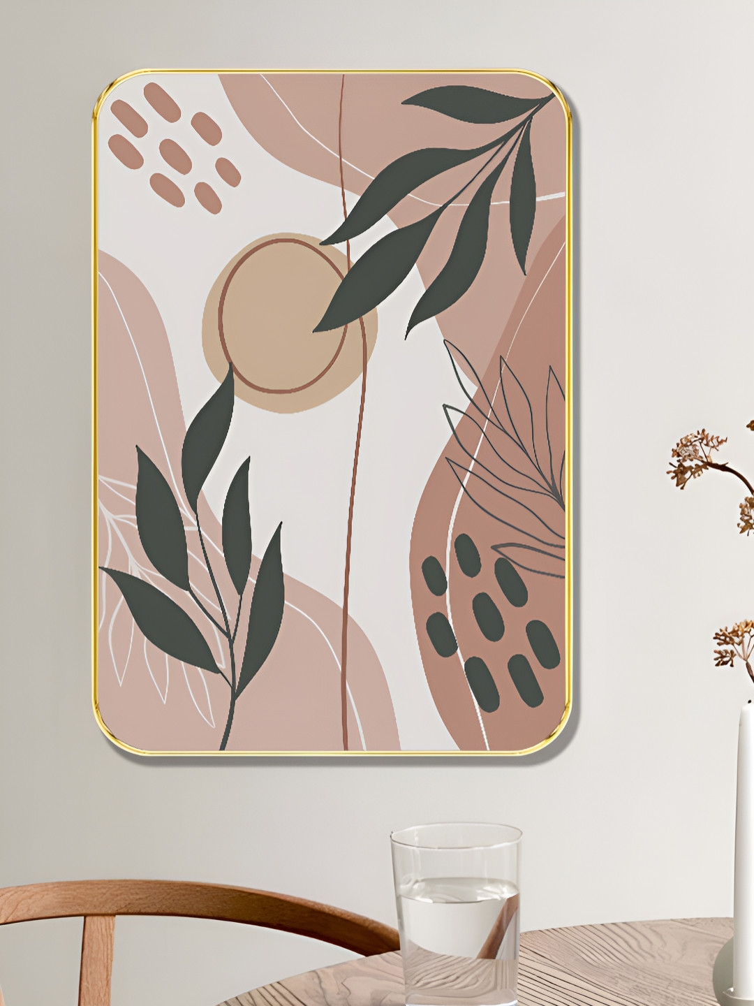 SAF Abstract Botanical Wood Wall Square Paintings Wall Art - 24 x 18In